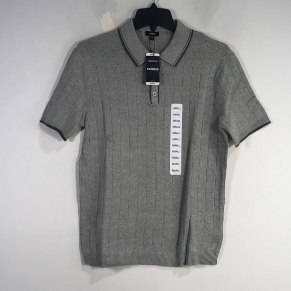 Express Short Sleeve Sweater Polo Men's Size S - Grey/Black